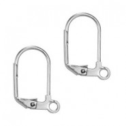 Roestvrij stalen (RVS) oorbellen 17mm met 1 oog sluitbaar Antiek zilver
